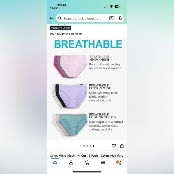 NEW 6 pack size 8 XL hi cut fruit of the loom women’s panties breathable cool - Picture 10 of 11